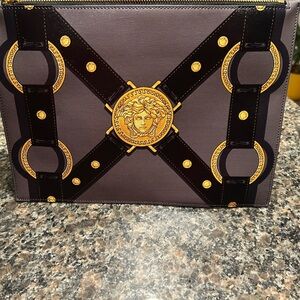 Authentic, Versace Gray, Gold, Black Wristlet Medusa Medallion. Gorgeous piece